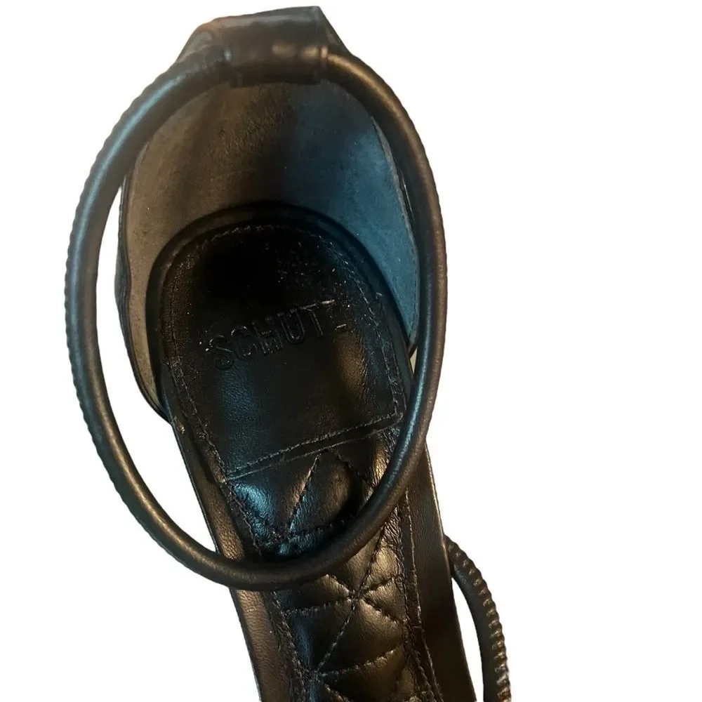 SCHUTZ Gaiah Black Leather Strappy Heels Sandals 9.5 B Excellent Condition